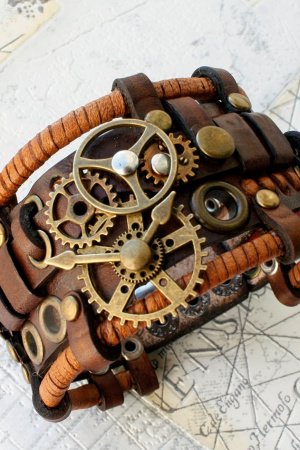 Робота шкіряний браслет Стімпанк 52