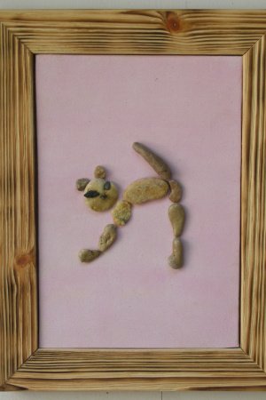Работа Кот.Кошка. Морская галька на холсте