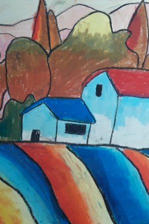 Робота Картина пастель будинки 2021