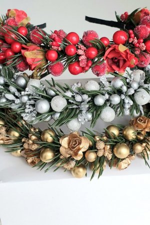 Работа Новогодний обруч с елкой