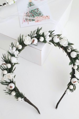 Робота Новорічний білий обруч з ялинкою