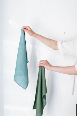 Робота Рушник з льону 45 см x 45 см Зелений 