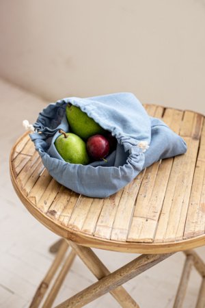 Работа Сумка для хранения из льна 18 см x 22 см Голубой