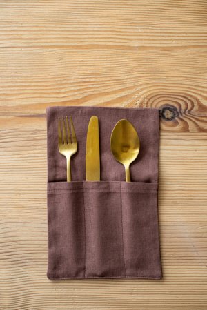 Работа Конверт для столовых приборов коричневый (10 см x 25 см)