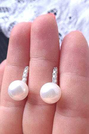 Работа Позолоченные серьги с большим натуральным жемчугом