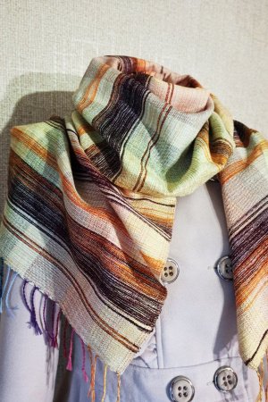 Робота Домотканий шарф бежево-молочний. Ручна робота