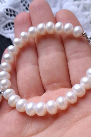 Работа Браслет из натурального жемчуга высокого класса с Майоркой.