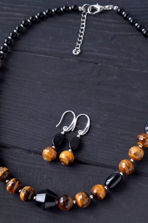 Робота Комплект з тигрячого ока "Рік Тигра -4" намисто і сережки