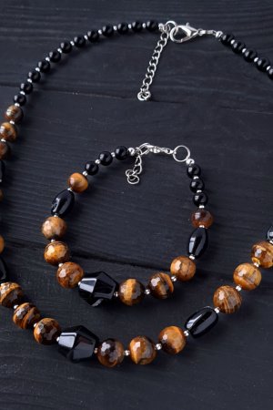 Робота Комплект з тигрячого ока "Рік Тигра -6" намисто і браслет