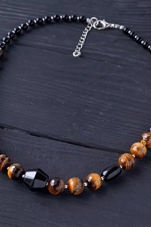 Работа Бусы из тигриного глаза и агата "Год Тигра -9"