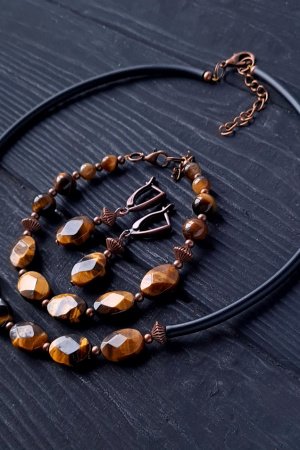 Работа Комплект из тигриного глаза "Год тигра -12"