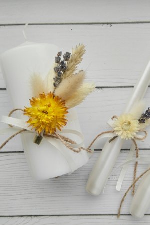 Работа НАБОР СВАДЕБНЫХ СВЕЧЕЙ С СУХОЦВЕТАМИ ′СЕМЕЙНЫЙ ОЧАГ′ 