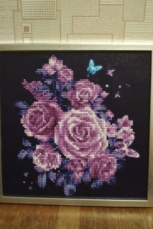 Работа Фиолетовые розы – готовая картина