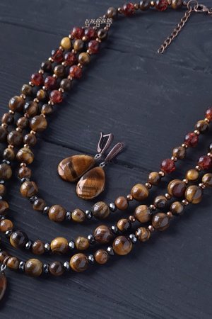 Робота Комплект з натуральних каменів тигряче око та гематит-2