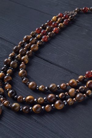 Работа Колье из натуральных камней тигровый глаз и гематит -2