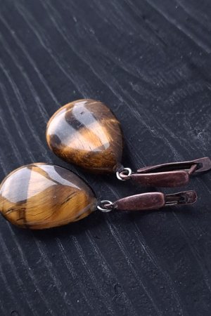 Работа Серьги из тигриного глаза "Год Тигра -16"