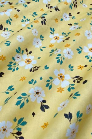 Робота Тканина бавовна для рукоділля квіти на жовтому