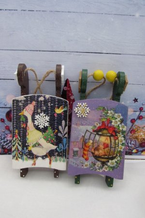 Работа Декоративные деревянные саночки