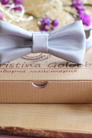 Работа Галстук-бабочка атласная «Стальная»