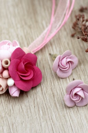 Работа Розовый набор бижутерии ручной работы "розовая фуксия"