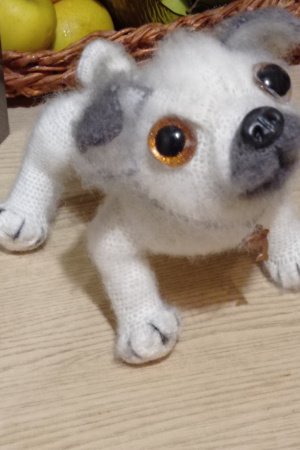 Работа Собачка щенок мопс вязание крючком