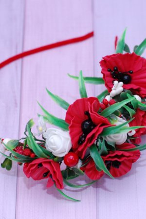 Робота Обруч обідок з маками на один бік