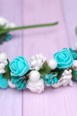 Робота Обруч обідок із квітами біло-м'ятний