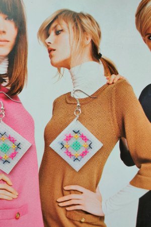 Работа Вышитые серьги "Грация " ( серьги с вышивкой)