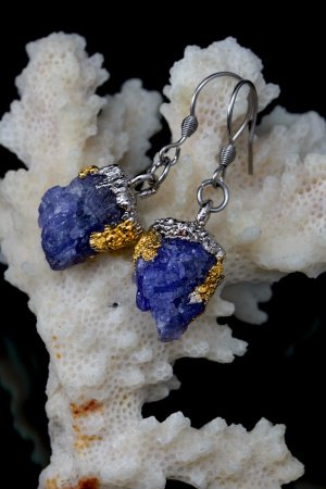 Работа Серьги классические: "Танзанит" 76/43