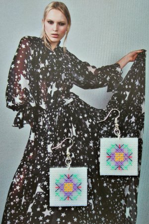 Работа Вышитые серьги №7 (сережки с вышивкой)