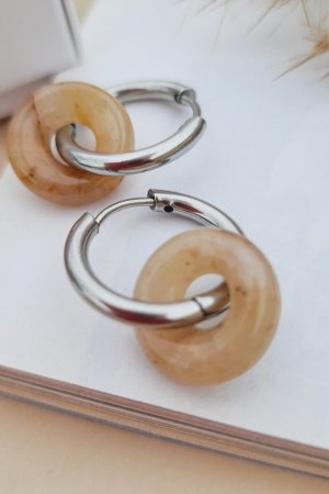 Робота Сережки-кільця конго з жовтим нефритом