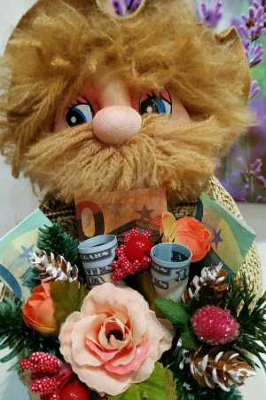 Работа Домовёнок с мешочком счастья оберег для дома 2