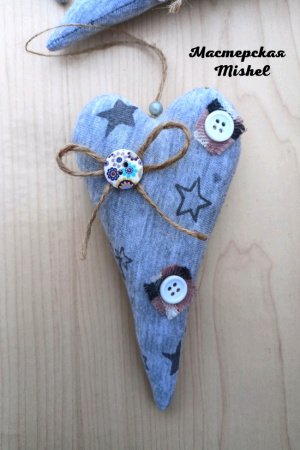 Работа Сердце подвеска. Тильда. Сердечко из ткани. Валентинка. 