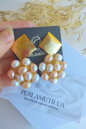 Работа Серьги речной жемчуг