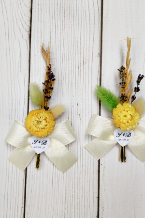 Работа Свадебные бутоньерки для гостей, бутоньерки с сухоцветами