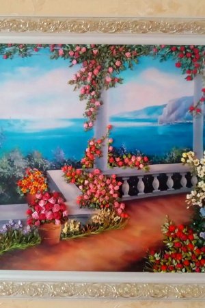 Работа Картина лентами "Терраса у моря"