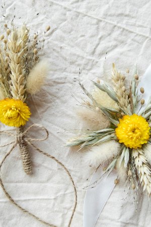 Работа Браслет на руку для невесты, жениха, бутоньерки с сухоцветов