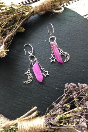 Робота Відьомські сережки з кришталю кварцу ′Місяць та зірка′