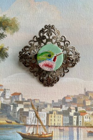 Работа Винтажная брошь "Колибри"