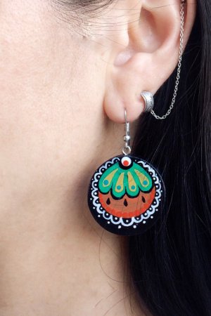 Работа Деревянные серьги "Ягодка"