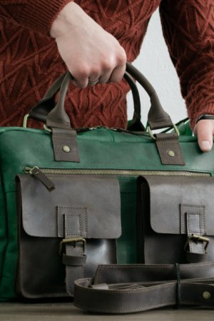 Робота Шкіряний чоловічий саквояж, Чоловіча сумка під ноутбук