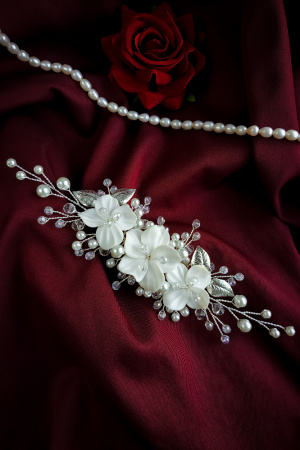 Работа Веточка украшение на свадебную прическу невесты, для фаты