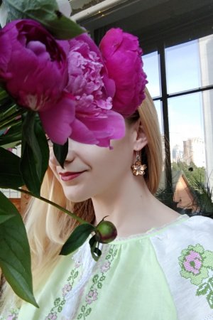 Работа Серьги "Цвет вишни" 72/44