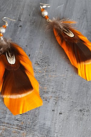 Работа Серьги с перьями Лись хвост