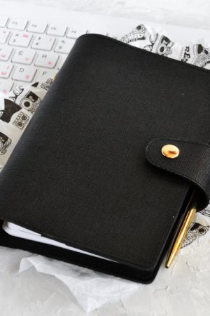 Работа Кожаный блокнот / планер. Модель "Compact" Черный (Personal)