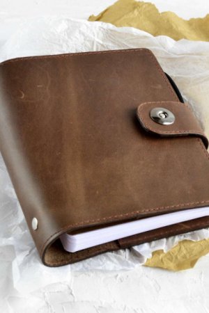 Работа Кожаный блокнот Модель "Simple", Оливка (А6)