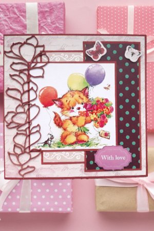 Работа Добрая поздравительная открытка с котиком