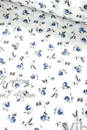 Робота Тканина бавовна для рукоділля vintage сині квіточки