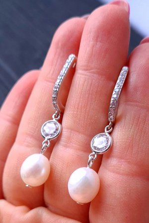Робота Срібні сережки з натуральними перлами № 400