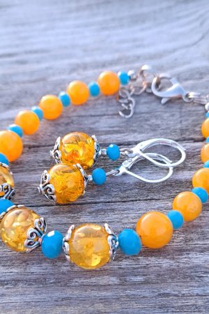 Работа Комплект браслет и серьги "Все будет Украина" №2